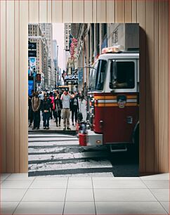 Πίνακας, Busy City Street with Fire Truck Πολυσύχναστο City Street με πυροσβεστικό όχημα