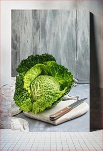 Πίνακας, Cabbage on Cutting Board Λάχανο σε σανίδα κοπής