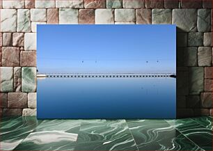 Πίνακας, Calm Blue Waters with Bridge Ήρεμα Γαλάζια Νερά με Γέφυρα