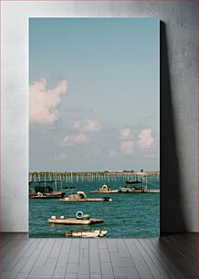 Πίνακας, Calm Coastal Scene with Boats Ήρεμη παραθαλάσσια σκηνή με βάρκες