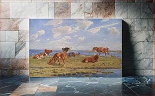 Πίνακας, Calves at the beach by Theodor Philipsen