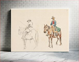 Πίνακας, Campagnol for horse, seen obliquely from behind.Campagnol for horse seen obliquely from the front by Johan Thomas Lundbye