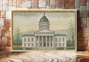 Πίνακας, Capitol of Vermont in Montpelier, from the General Government and State Capitol Buildings series (N14) for Allen & Ginter Cigarettes Brands