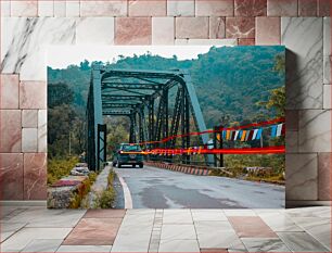 Πίνακας, Car Crossing Bridge in Scenic Landscape Γέφυρα διέλευσης αυτοκινήτου σε γραφικό τοπίο