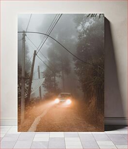 Πίνακας, Car in Foggy Forest Αυτοκίνητο στο ομιχλώδες δάσος
