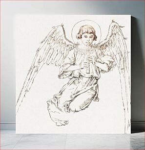Πίνακας, Cardboard for the polychrome of St. Mary's Church - Figure of an angel playing the flute (1888-1891) drawing art by Jan Matejko