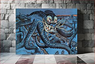 Πίνακας, Cartoon, "The Menace of the Hour." The menace illustrated is the "Traction Monster" (i.e., the new electric subway system in New York City), depicted as an octopus (1899) by George Luks