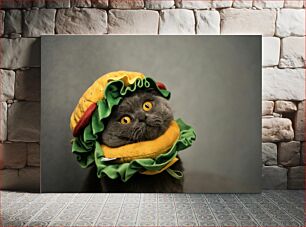 Πίνακας, Cat in a Burger Costume Γάτα με στολή Burger