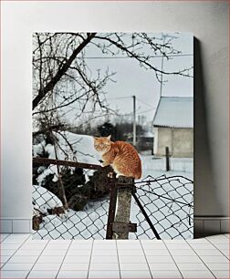 Πίνακας, Cat in the Snowy Yard Γάτα στη χιονισμένη αυλή
