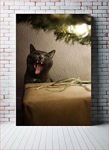 Πίνακας, Cat under the Christmas Tree Γάτα κάτω από το χριστουγεννιάτικο δέντρο