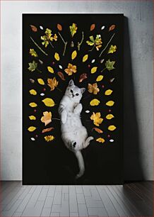 Πίνακας, Cat with Autumn Leaves Γάτα με φθινοπωρινά φύλλα