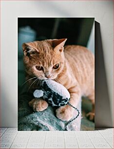 Πίνακας, Cat with Toy Mouse Γάτα με ποντίκι παιχνίδι