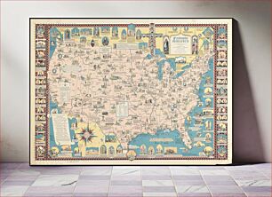 Πίνακας, Catholic America : a pictorial map portraying the contribution of Catholics in the development of the United States of America 1492 to 1946