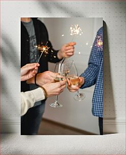 Πίνακας, Celebration with Sparklers and Champagne Γιορτή με βεγγαλικά και σαμπάνια