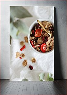 Πίνακας, Cereal with Strawberries and Milk Δημητριακά με φράουλες και γάλα