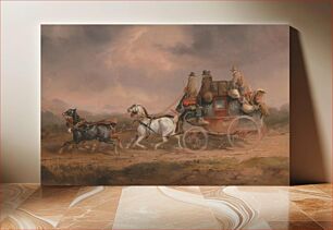 Πίνακας, Charles Cooper Henderson - Mail Coaches on the Road- the Louth-London Royal Mail progressing at Speed