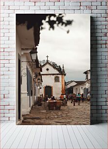 Πίνακας, Charming Historic Street with Church Γοητευτικός Ιστορικός δρόμος με Εκκλησία