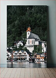 Πίνακας, Charming Lakeside Town with Church Γοητευτική παραλίμνια πόλη με εκκλησία