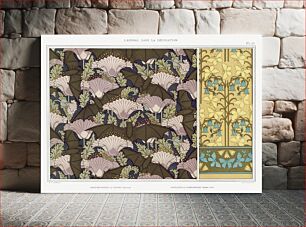 Πίνακας, Chauves-souris et pavots, tenture. Papillons et campanules, papier peint from L'animal dans la décoration (1897) illustrated by Mau