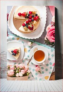 Πίνακας, Cheesecake with Berries and Tea Cheesecake με μούρα και τσάι