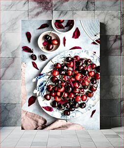 Πίνακας, Cherries on a Plate Κεράσια σε ένα πιάτο
