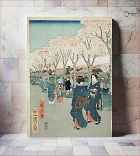 Πίνακας, Cherry Blossoms on the Jewel River Embankment by Utagawa Hiroshige