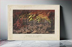 Πίνακας, Chicago in flames: Scene at Randolph Street Bridge between 1872 and 1874 by Currier & Ives