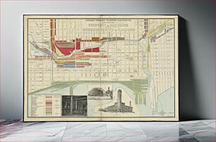Πίνακας, Chicago Terminal Transfer Railroad Co. map showing property of railroads in the business center of Chicago