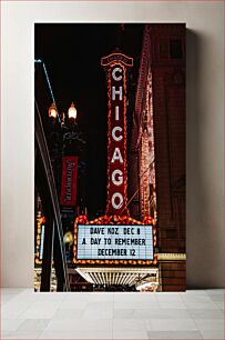 Πίνακας, Chicago Theater Marquee at Night Chicago Theatre Marquee at Night