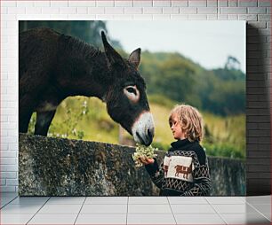 Πίνακας, Child Feeding Donkey Παιδί που ταΐζει τον γάιδαρο