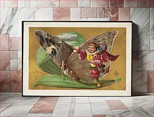Πίνακας, Child swinging net next to a butterfly sitting on a leaf