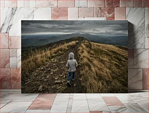 Πίνακας, Child Walking on Mountain Trail Παιδί που περπατά στο ορεινό μονοπάτι