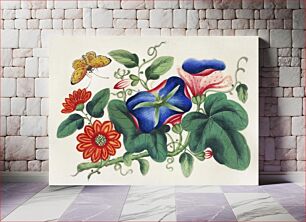 Πίνακας, Chinese painting featuring flowers and a butterfly (ca.1800–1899) from the Miriam and Ira D. Wallach Division of Art, Prints and Photographs: Art & Architecture Collection