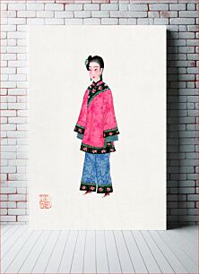 Πίνακας, Chinese woman in coat illustration