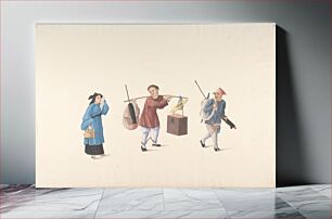 Πίνακας, Chinese Woman, Man with Legs Chained and Another Carrying Parasol and Bundle