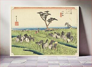 Πίνακας, Chiryu, The Horse Fair, in The Fifty-Three Stations of the Tokaido Road (Tokaido Gojusan Tsugi-no Uchi), by Utagawa Kuniyoshi