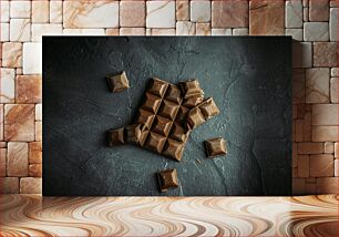 Πίνακας, Chocolate Bar on Dark Background Μπάρα σοκολάτας σε σκούρο φόντο