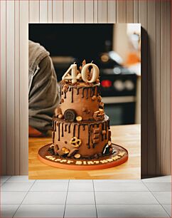 Πίνακας, Chocolate Birthday Cake with 40 Candle Σοκολατένια τούρτα γενεθλίων με 40 κεριά