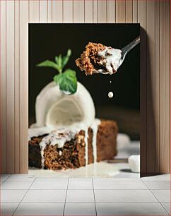 Πίνακας, Chocolate Cake with Ice Cream Κέικ σοκολάτας με παγωτό