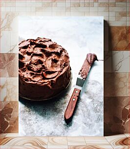 Πίνακας, Chocolate Cake with Knife Κέικ σοκολάτας με μαχαίρι