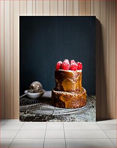 Πίνακας, Chocolate Cake with Raspberries Κέικ σοκολάτας με σμέουρα
