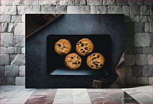 Πίνακας, Chocolate Chip Cookies on a Plate Μπισκότα σοκολάτας σε ένα πιάτο