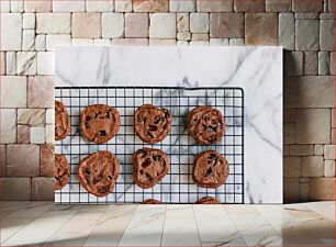 Πίνακας, Chocolate Chip Cookies on Wire Rack Μπισκότα σοκολάτας σε σχάρα