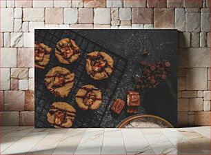 Πίνακας, Chocolate Chip Cookies with Caramel Drizzle Μπισκότα σοκολάτας με καραμέλα