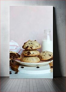 Πίνακας, Chocolate Chip Cookies with Milk Μπισκότα σοκολάτας με γάλα