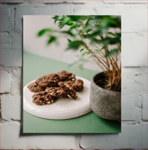 Πίνακας, Chocolate Cookies on a Plate Μπισκότα σοκολάτας σε ένα πιάτο