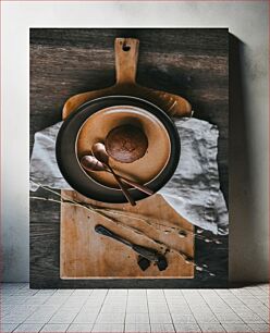 Πίνακας, Chocolate Dessert on Wooden Board Επιδόρπιο σοκολάτας σε ξύλινη σανίδα