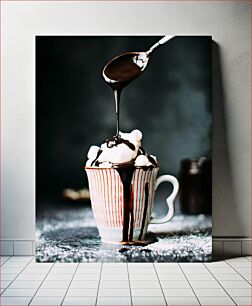 Πίνακας, Chocolate Drizzled Dessert in a Mug Επιδόρπιο με σοκολάτα σε κούπα