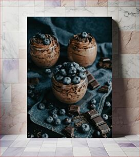 Πίνακας, Chocolate Mousse with Blueberries Μους σοκολάτας με βατόμουρα