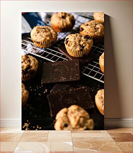 Πίνακας, Chocolate Muffins with Dark Chocolate Bars Muffins σοκολάτας με μπάρες μαύρης σοκολάτας
